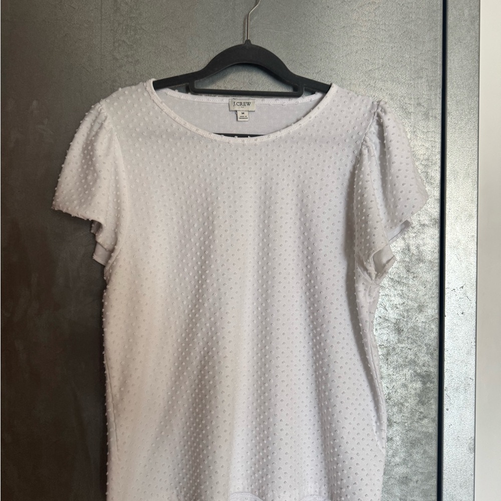 J. Crew White Textured Short Sleeve Tee